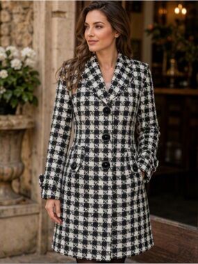 🌷 Linea Domani 🌷 Checkered Wool Coat